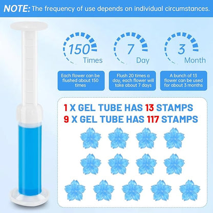 9 Pcs Toilet Gels 117 Count 9 Kinds of Scent Toilet Cleaner Bowl Gel Stamp Kit Toilets Stain Removal Cleaner Flower Stamps Air Freshener for Bathtubs Bathroom (9)