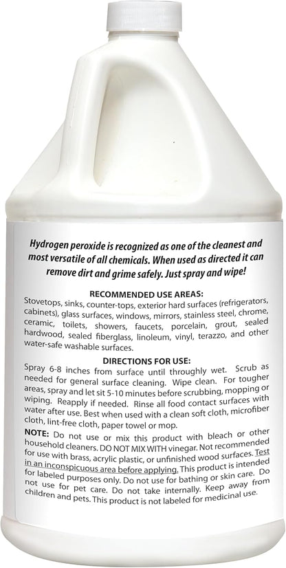 HARRIS 3% Food Grade Hydrogen Peroxide, 128oz, for Kitchen, Bath, Laundry, & Home Cleaning w/Easy Fill Funnel Included