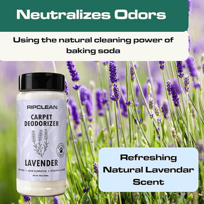 Ripclean Carpet Deodorizer & Freshener Cleaning Powder, Odor Eliminator for Strong Odors & Homes w/Pets, Safe around Kids & Pets, Use on Carpet, Rugs, Upholstery & More (16 Ounce, Lemon)
