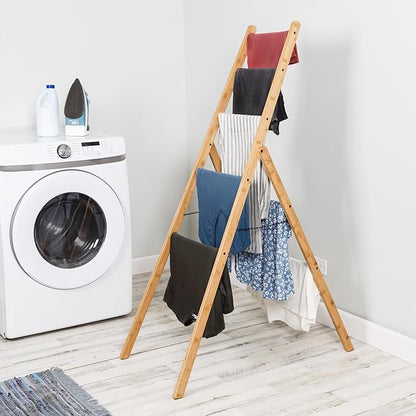 Honey Can Do Bamboo Clothes Drying Ladder Rack DRY-09387 Natural
