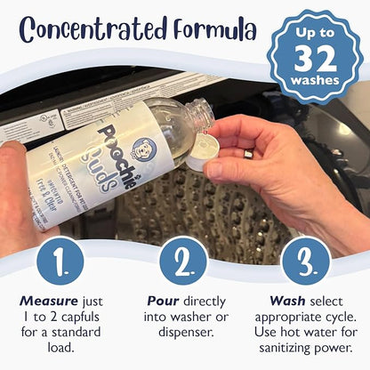 Poochie Suds Pet Laundry Detergent, Enzyme Cleaner and Odor Remover, Hypoallergenic and Fragrance-Free Pet Safe Detergent for Dog and Cat Bedding, Blankets, Toys and Gear, Made in USA, 16 fl oz