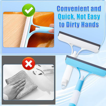 2 Pcs 3 in 1 Window Squeegee Cleaner,3 in 1 Spray Squeegee,WindowSqueegee with Spray,Squeegee for Shower Glass,for Car, Home, Kitchen Window,All-Purpose Window Cleaner Tool (Blue+White)