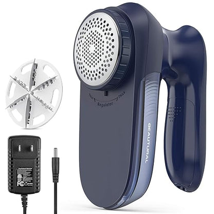 BEAUTURAL Sweater Fabric Shaver Home-Edition, Powerful & Efficient Lint Remover for Clothes and Furniture, AC Adapter or Battery Powered Pill Fuzz Remover, Special for Your Family Ultramarine
