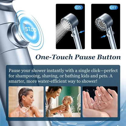 FEELSO Filtered Shower Head with Handheld, High Pressure 4 Spray Showerhead with Filters & Upgraded Anti-clog Nozzles for Hard Water -Remove Chlorine, Reduce Dry Itchy Skin -ON/OFF Switch, Blue