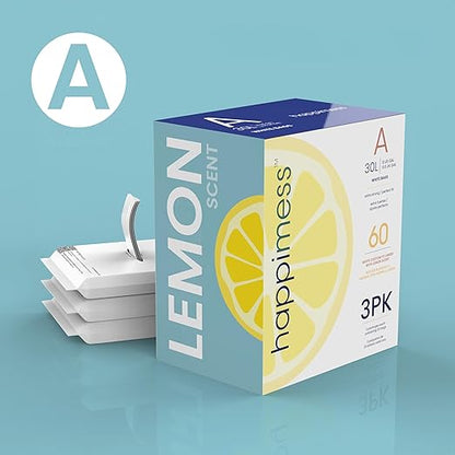 happimess 8 Gallon (30L) Drawstring Trash Bags, Lemon Scent, White, Heavy Duty MDPE Liners for Kitchen and Household, Odor Control, Custom Fit 80 Count (4 Packs of 20 Liners) HPM3100A-W-4SET