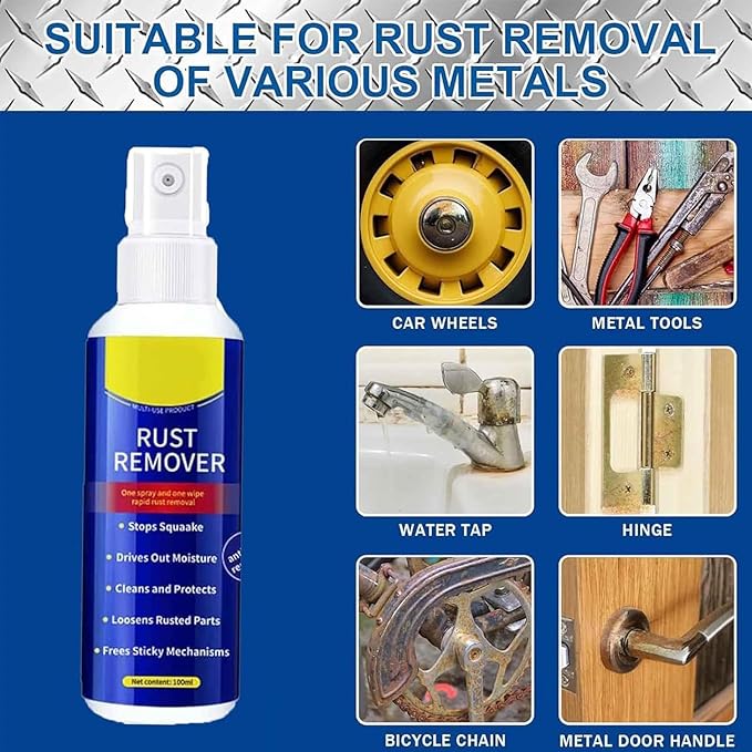 Rust Remover, 2026 Upgrade Anti-Rust Spray, Multi-functional Quick-acting Rust Removal Spray, Fast-Acting Formula & Easy Application, for Metal, Vehicles, Tools, Chains