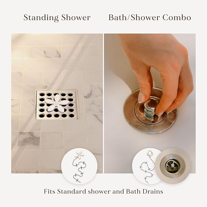 DrainWig Shower Drain Hair Catcher – Disposable Bathroom Hair Trap, Easy to Install in Shower Drain Cover, Helps Prevent Clogs – As Seen on Shark Tank - Bathroom Accessories - Shell (4-Pack)