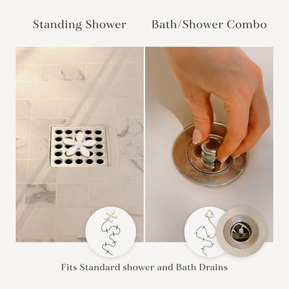 DrainWig Shower Drain Hair Catcher – Disposable Bathroom Hair Trap, Easy to Install in Shower Drain Cover, Helps Prevent Clogs – As Seen on Shark Tank - Bathroom Accessories - Shell (2-Pack)