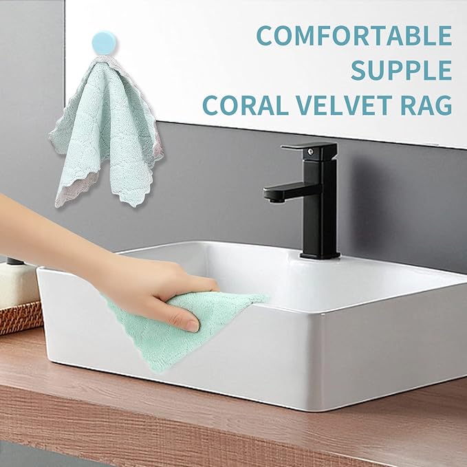 20Pcs Kitchen Cloth,Dish Towels,Super Absorbent Coral Fleece Dishtowels,Premium Dishcloths,Nonstick Oil Washable Fast Drying Dish Rags,for Clean Table Dish Glass Pet Paws (Green Gray)