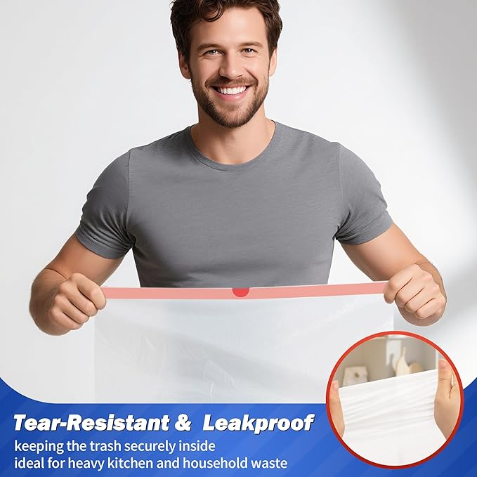 WINNER Trash Bags 13 Gallon, 20 Count Drawstring Tall Kitchen Garbage Bags, Unscented White Recycling Bags, Trash Can Wastebasket Bin Liners House Essentials for Bathroom Apartment Home and Kitchen