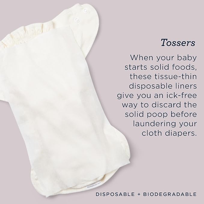 Esembly Tossers – Disposable Bamboo from Viscose Diaper Liners for Cloth Diapers – Earth-Friendly, Fragrance-Free, Chlorine-Free – One Size, 200 Liners (2-Pack of 100-Liner Rolls)