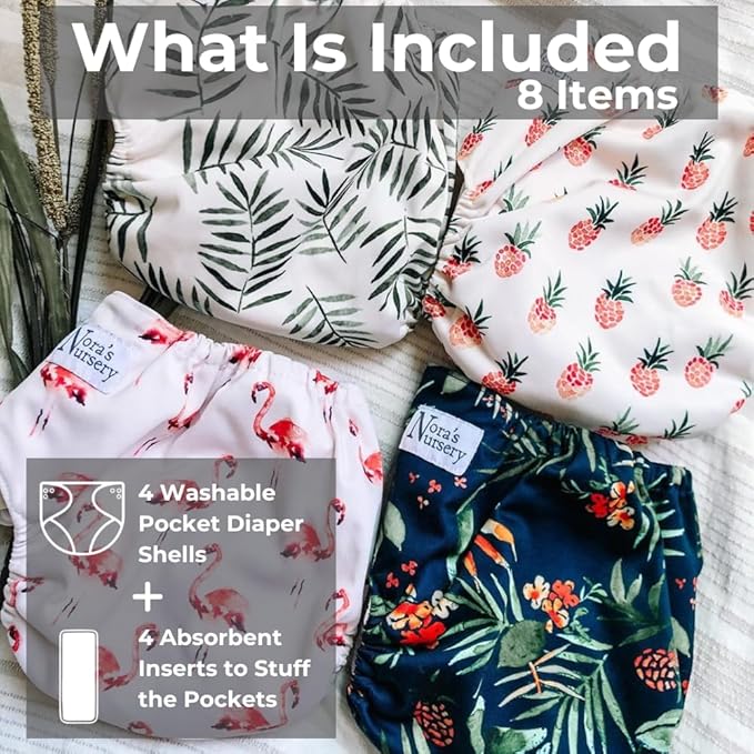 The Hollywood Hotel 4-Pack Cloth Pocket Diapers with 4 Inserts