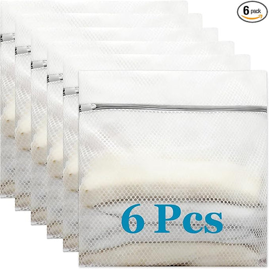 6 XX-Large Honeycomb Mesh Laundry Bag for Washing Machine - 24 X 24inch Large Lingerie Bags for Delicates, Durable Garment Bag for Sweater, Sheets, Blankets, Jeans [ 6 Pack ]