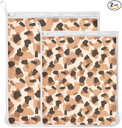 Mesh Laundry Bags Lingerie Bags for Washing Delicates 2 PCS Wash Bag with Zipper Small and Medium Washable Animal Prints