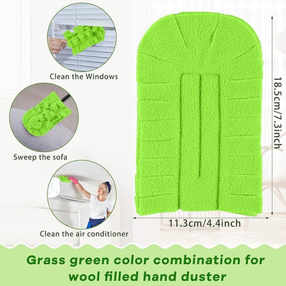 Zubebe 6 Pcs Duster Refill Reusable Fleece Duster Refills Feather Flat Dusters Multi Surface Washable Cleaning Pads Tools for Home, Blinds, Car, Pet, Furniture, Fans (Olive Green)