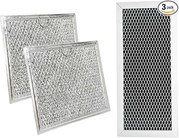 3 Pcs Microwave Charcoal and Grease Filter Mesh Set Fit for Samsung ME19R7041FS, ME19R7041FS/AA, ME19R7041FT, ME19R7041FT/AA, ME19R7041FB, ME19R7041FB/AA