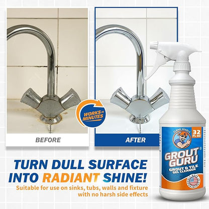 The Professional Grout Cleaner for Tile Floors, Acid-Free Floor Gel Cleaner Cleaning Solution for Tile, Marble, Porcelain & Stone, Deep-Clean Flooring Products Made in USA, Spray, 32 Oz