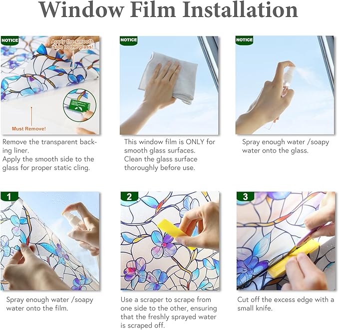Frosted Glass Window Film, Heat Insulation, UV Block, Anti-Glare, One Way Privacy Tint, Static Cling for Home Bathroom Door, Renter Friendly, Day & Night Privacy