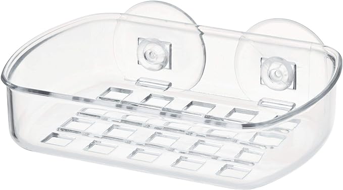 iDesign BPA-Free Plastic Suction Bar Soap Dish - 5.25" x 4" x 2", Clear,19600