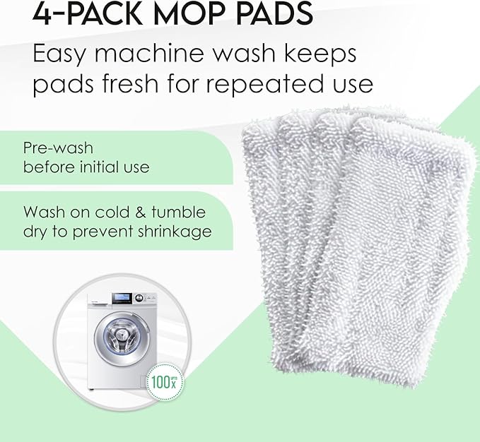 Turbo Microfiber 4-Pack Mop Pads for Shark Steam Mop SK Series & S Series - Shark Steam Replacement Pads