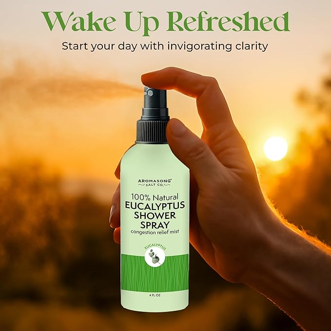 Aromasong Eucalyptus Shower Spray Aromatherapy – 100% Natural Eucalyptus Spray for Shower – Made in USA, Pure Essential Oil Mist for Sinus Relief & Spa-Like Steam, 4 fl oz