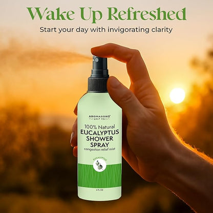 Aromasong Eucalyptus Shower Spray Aromatherapy – 100% Natural Eucalyptus Spray for Shower – Made in USA, Pure Essential Oil Mist for Sinus Relief & Spa-Like Steam, 4 fl oz