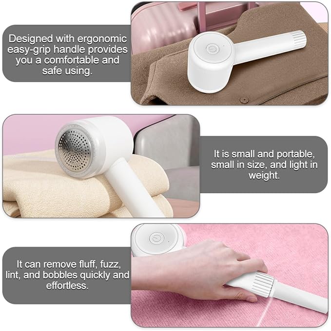 IMIKEYA Fabric Shaver and Electric Lint Remover 2pcs with Sticky Lint Container, Rechargeable Clothes Hairball Trimmer for Home and Carpet Use