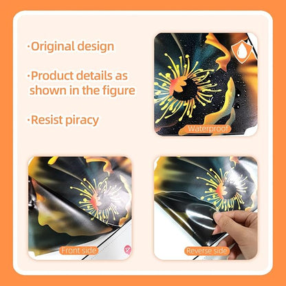 3D Wall Stickers Black Gold Floral Wall Art Decal Decor for Bedroom Living Room Offices Home Decoration
