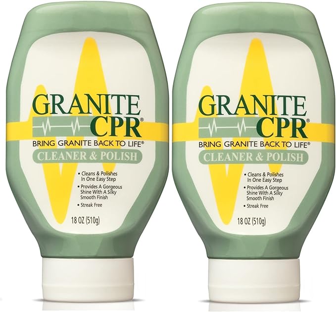 Granite CPR (Value 2-Pack of 18oz Bottles) – 2-in-1 Cleaner & Polish is Gentle Enough for Daily Use & Tough Enough to Restore Granite, Marble, & Stone to Its Original Luster