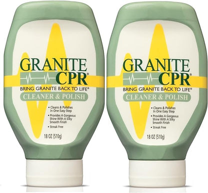 Granite CPR (Value 2-Pack of 18oz Bottles) – 2-in-1 Cleaner & Polish is Gentle Enough for Daily Use & Tough Enough to Restore Granite, Marble, & Stone to Its Original Luster