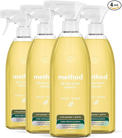 Method All-Purpose Cleaner, Lemon + Freesia, 28 fl oz, 4 pack