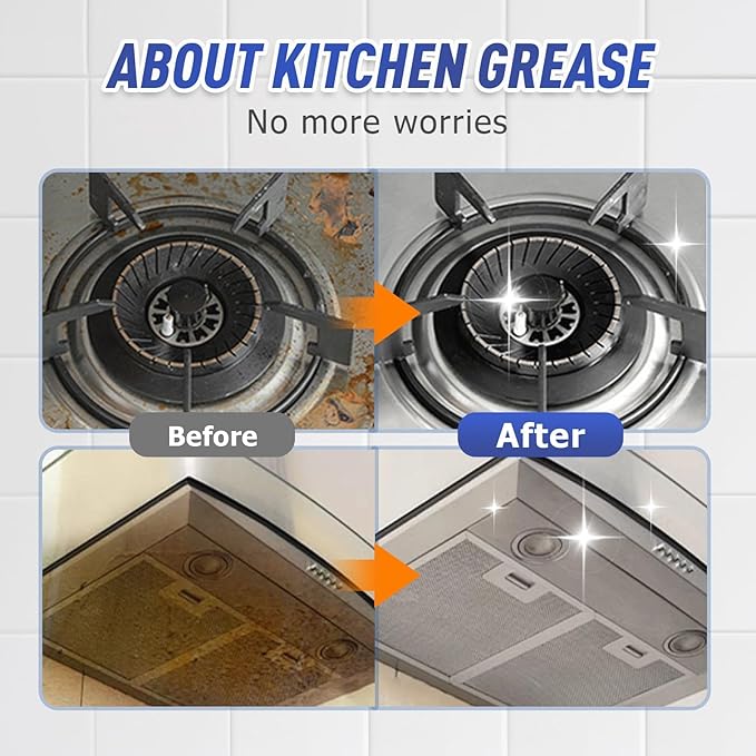 Kitchen Heavy Oil Cleaner Spray,3.38 Oz All Purpose Kitchens Heavy Oil Cleaning Agent, Grease Remover,Kitchen Degreasing Cleaning Spray for Stove,Oven,Dishwasher,Appliances (1PC With 2 Sponge)