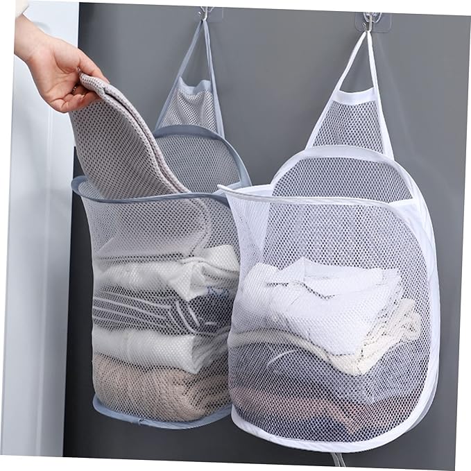 Holibanna 2pcs Folding Wall Baskets for Dirty Clothes and Household Sundries Breathable Storage Organizer for Bedroom and Bathroom Space-saving Design Lightweight and Easy to Clean