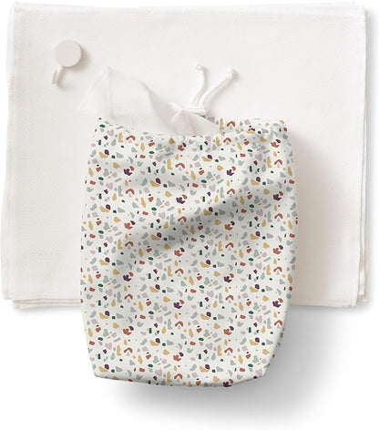 Esembly Paperless Towel Roll - Reusable Kitchen Towels 12-Pack Washable Cotton with Laundry Bag & Hook - Zero-Waste, Absorbent, Washable - Terrazzo