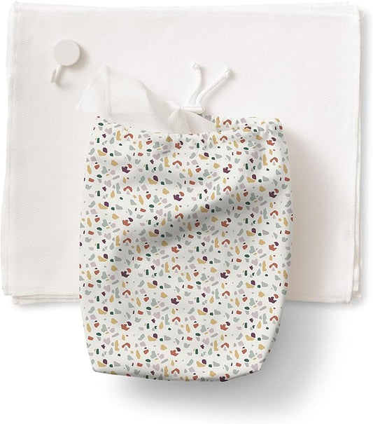Esembly Paperless Towel Roll - Reusable Kitchen Towels 12-Pack Washable Cotton with Laundry Bag & Hook - Zero-Waste, Absorbent, Washable - Terrazzo