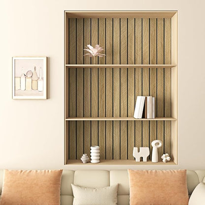 Wallercity Thick Brown Slats Wood Grain Wall Panels 11.7''x118'' Peel and Stick Sound Absorption 3D Wood Panels Vinyl Self Adhesive Waterproof Flexible Wooden Fence for Bedroom Living Room Wall Decor