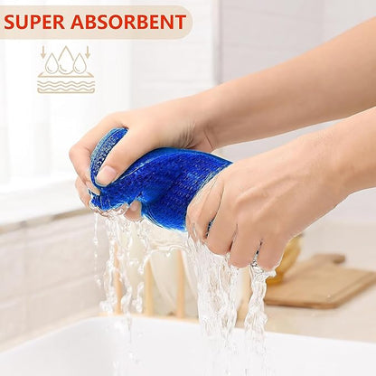 Kitinjoy 100% Cotton Waffle Weave Kitchen Hand Towels (13 X 28 Inches, Blueberry), 6-Pack Super Soft and Absorbent Dish Towel for Drying Dishes