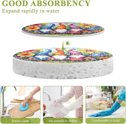 Flower Gnome Kitchen Scrub Sponges, Pop-up Kitchen Cleaning Sponges Reusable Dish Washing Sponges for Bathroom Household Cleaning 3 Pack - Non Scratch Scrubber