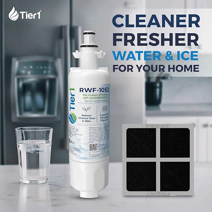 Tier1 RWF1052 ADQ36006101 Refrigerator Water & Air Filter Combo | Replacement for LG LT700P & Kenmore 9690 Fridge Filter - Lasts up to 6 Months | Easy Install | Odor Control | Great Tasting Water