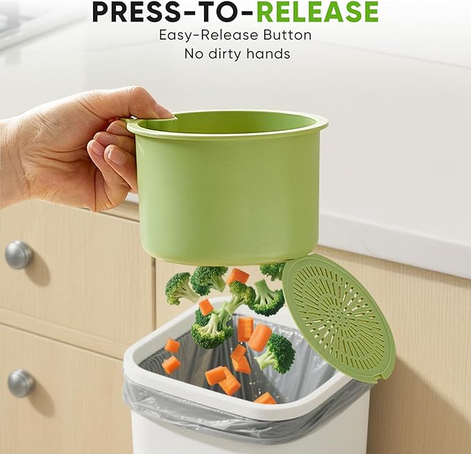 Hanging Food Waste Catcher for Sink, Sink Strainer Basket with Press Dumping, Self-Cleaning Design – Food Strainer for Sink, Faucet-Mounted Trash Catcher for Kitchen (Green)