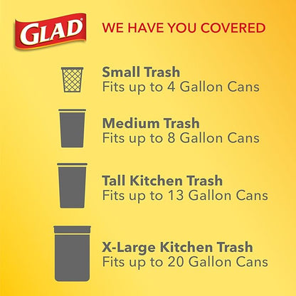Glad Tall Kitchen Trash Bags 13 Gallon, Unscented Garbage Bags, Handle-Tie, 50 Count