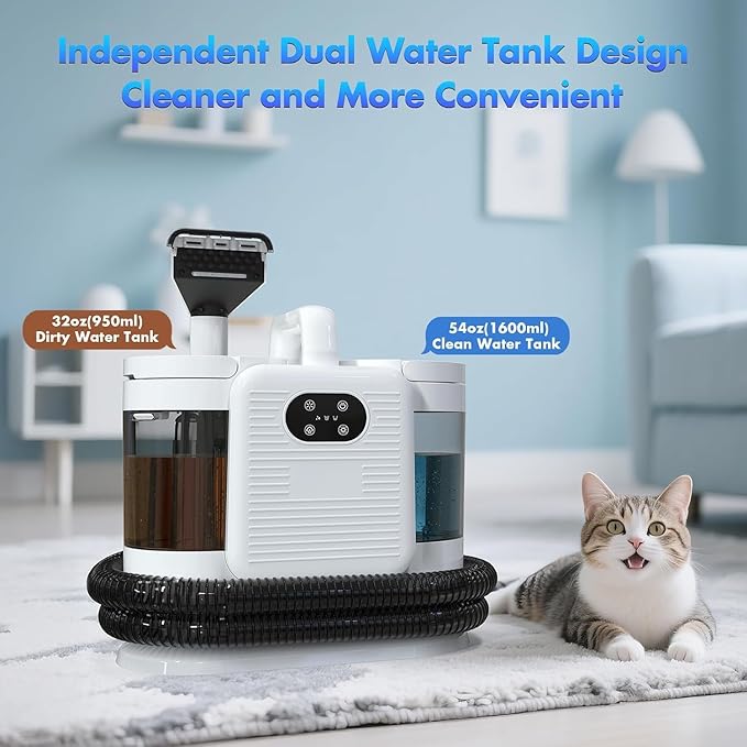 Portable Carpet & Upholstery Steam Spot Cleaner Machine with Heating System 15Kpa Power Suction Deep Spot Cleaning for Pet Stains, Couch, Stairs, Car & Furniture White