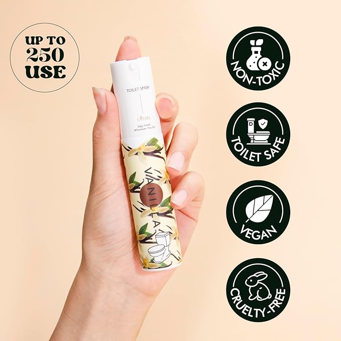 Travel Size Toilet Spray, Bathroom Odor Eliminator, 3 Pack, 1 fl oz Each, Up to 150 Uses, For Home and Travel, Essential Oils Freshener Spray, Citrus, Lavender, Vanilla