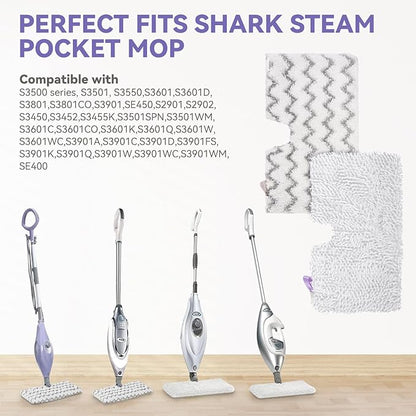 S3501 For Shark Steam Pocket Mop Pads: Washable Steam Mop Replacement Pads For Shark Steamer S3601D S3601 S3801CO S3901 S3550 SE450 (6Pack)