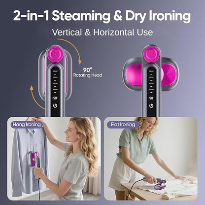 Handheld Travel Steamer for Clothes, Portable Iron Steamer, Garment Steamer & Iron 2 in 1, 15s Fast Heat-Up, 1200W Power, Travel Size with Ceramic Heat Panel, Drip-Free, Auto Shut-Off, 110-120V