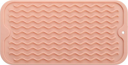 MicoYang Silicone Dish Drying Mat for Multiple Usage,Easy clean,Eco-friendly,Heat-resistant Silicone Mat for Kitchen Counter or Sink,Refrigerator or Drawer Liner Pink S 12 inches x 6 inches