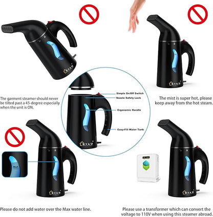 Travel Size Steamer for Clothes,Handheld Garment Steamer for Hat,1lbs Lightly,40s Fast Heat-up,8 FT Power Cord,800W, Light Mini Steamer for Home, Office and Travel, Black