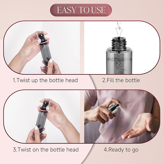 3Pack Small Spray Bottle, Black Plastic Fine Mist Mini Spray Bottles, Empty Refillable Travel Mister Spray Bottle for Hair, Cleaning, Salons, Planting, Skin Care