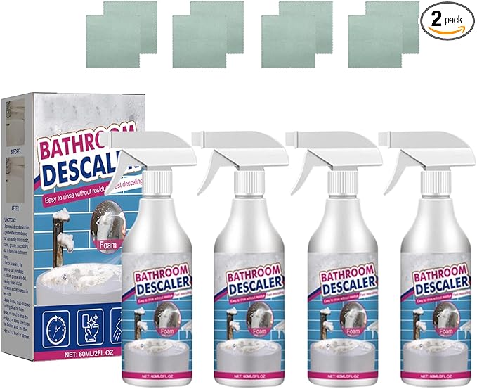 2025 New Bathroom Descaler Foam Cleaner, All Purpose Rinse Cleaning Foams Spray, Stubborn Stains Cleaner, Suitable for Faucets Bathtubs Tiles Glass (4pcs)