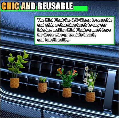 4PCS Plant Car Air Freshener Vent Clip, 3D Artificial Aromatherapy Diffuser, Cute Mini Flower Vase, Creative Interior Decoration Accessories (Type 1)